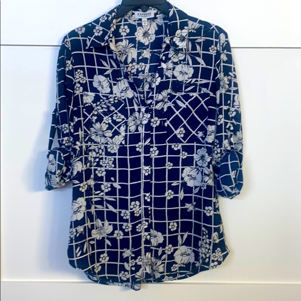 Express Portofino Shirt - Blue Floral